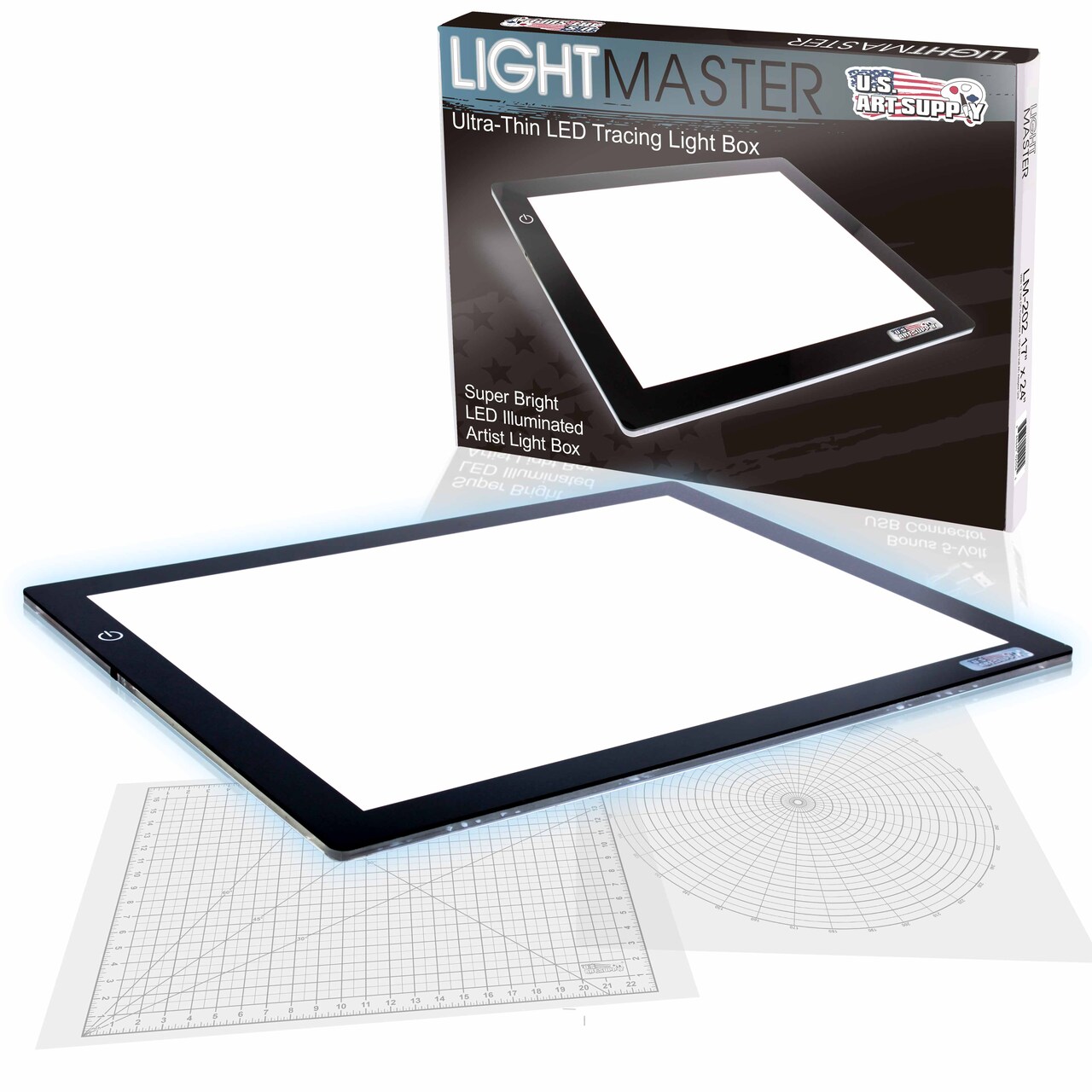 Lightmaster 32.5" Diagonal A2 LED Light Box Board - 17" x 24", Light Board Tracing Pad with Dimmable 12V Lamps, Artist Lightbox for Tracing, Drawing, Diamond Painting